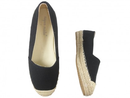 Pantofi plate pentru femei, espadrile negre - 2