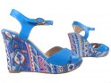 Modré klinové sandále letné topánky - 3