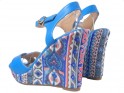 Modré klínové sandály letní boty - 4
