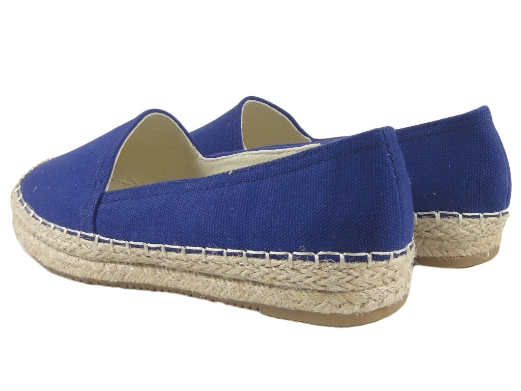 Tmavomodré dámske ploché topánky s espadrilkami - 4