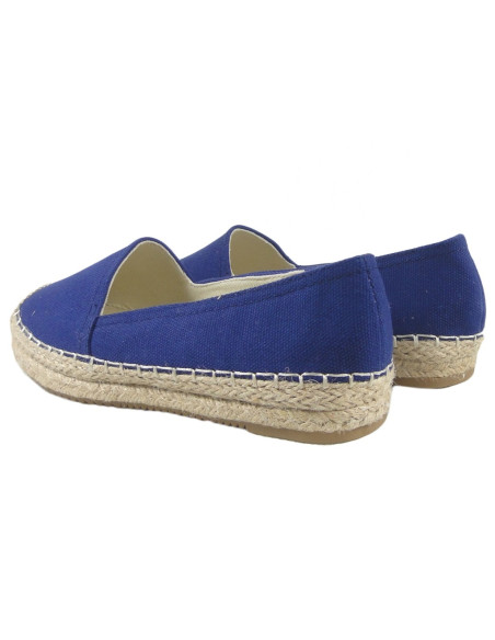 Tumši zilas dāmu plakanās espadrilles - 4