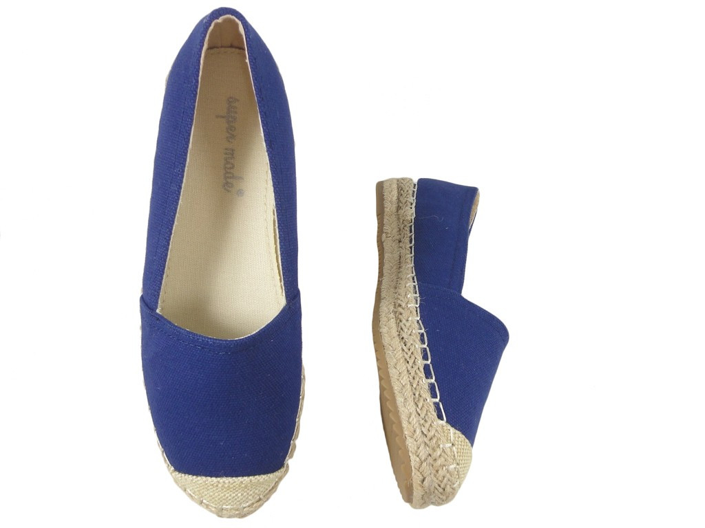 Tmavomodré dámske ploché topánky s espadrilkami - 2