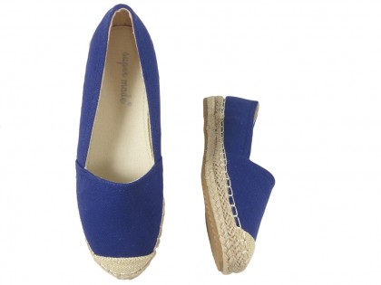 Pantofi plat pentru femei, espadrile albastre - 2