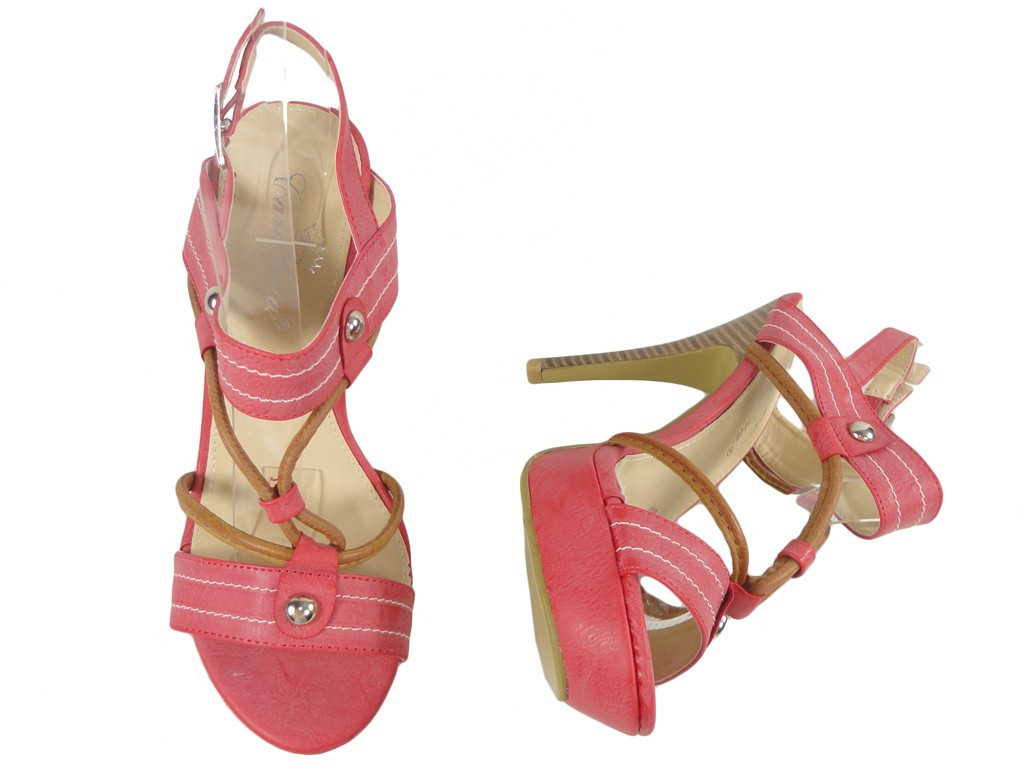Rozā stiletto sandales sieviešu apavi - 2
