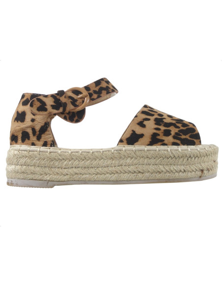 Płaskie lekkie espadryle w panterkę z paskiem - 1