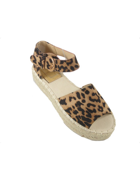 Ploché, ľahké espadrilky s leopardovou potlačou a opaskom - 3