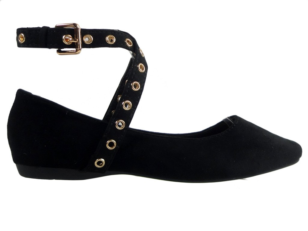 Demi-ballerines noires avec ceinture en daim - 1