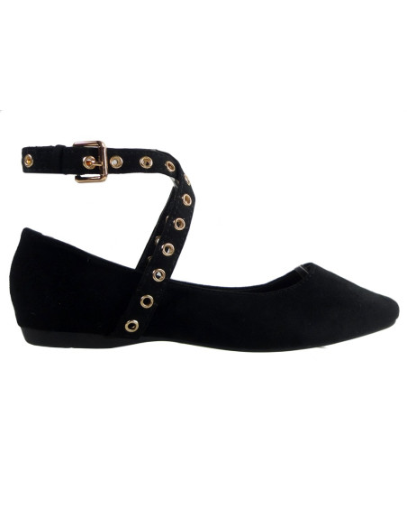Demi-ballerines noires avec ceinture en daim - 1