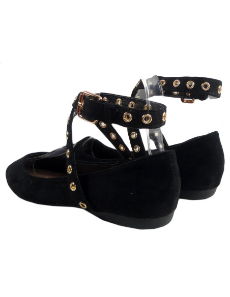 Black ballerinas half-boots with suede belt - 4
