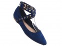Pantofi balerini bleumarin cu curea din piele intoarsa - 3
