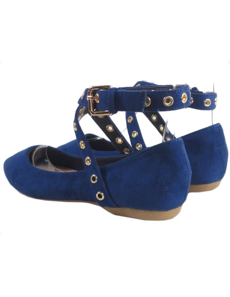 Marine Ballerina Schuhe mit Wildlederband - 4
