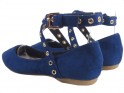Pantofi balerini bleumarin cu curea din piele intoarsa - 4