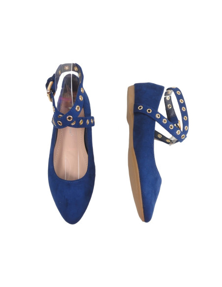 Ballerines bleu foncé avec ceinture en daim - 2