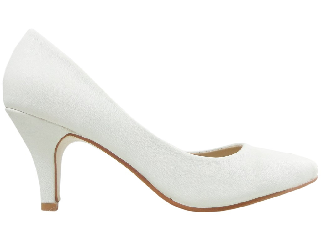 Mattweiße Pumps Eco Leder Hochzeitsschuhe - 1