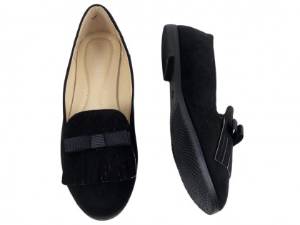 Black suede moccasins women's shoes - 2