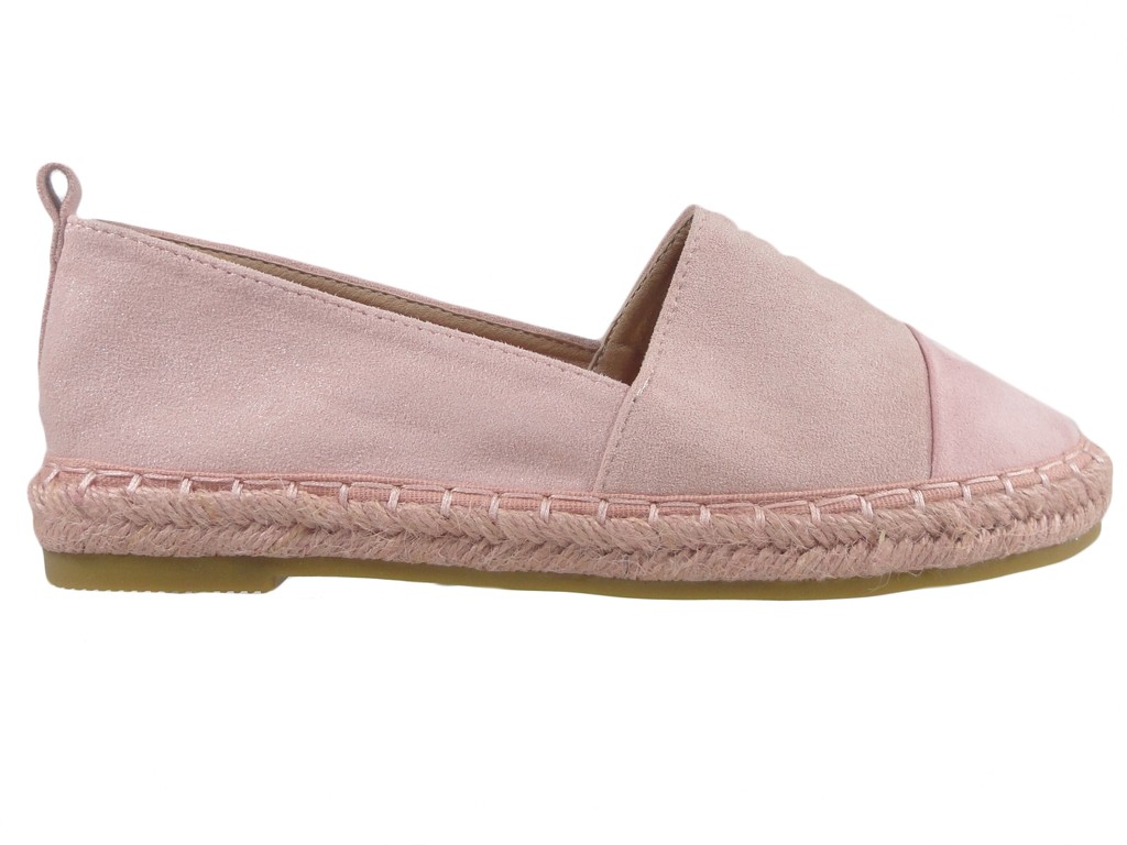 Růžové semišové espadrilové lehké boty - 1