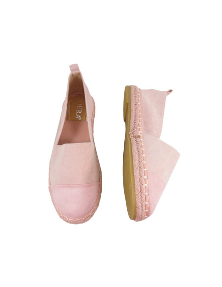 Rózsaszín velúr espadrilles könnyű cipő - 2