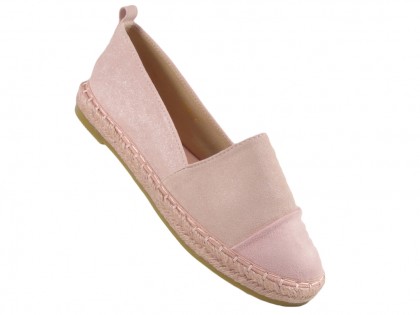 Rózsaszín velúr espadrilles könnyű cipő - 3