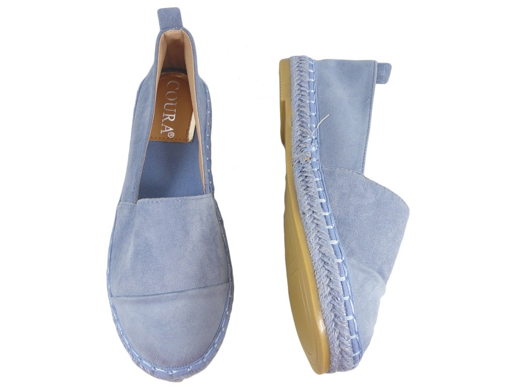 Niebieskie espadryle zamszowe lekkie buty