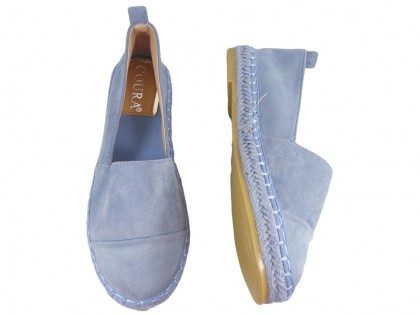 Modré semišové espadrilové lehké boty - 2