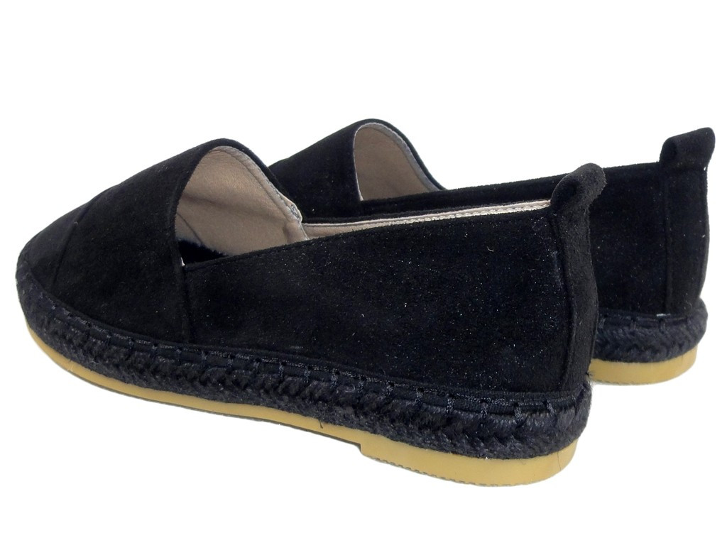 Fekete espadrilles velúr könnyű cipő - 4
