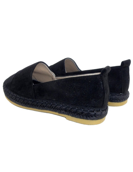 Fekete espadrilles velúr könnyű cipő - 4