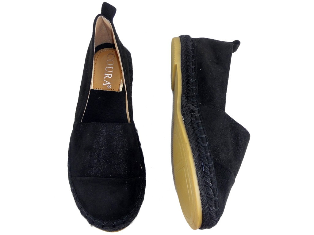 Czarne espadryle zamszowe lekkie buty