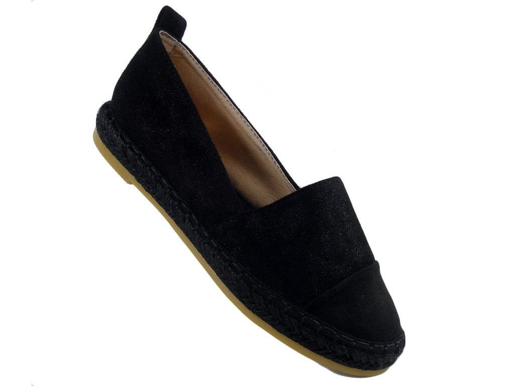 Espadrile negre din piele de căprioară ușoare - 3