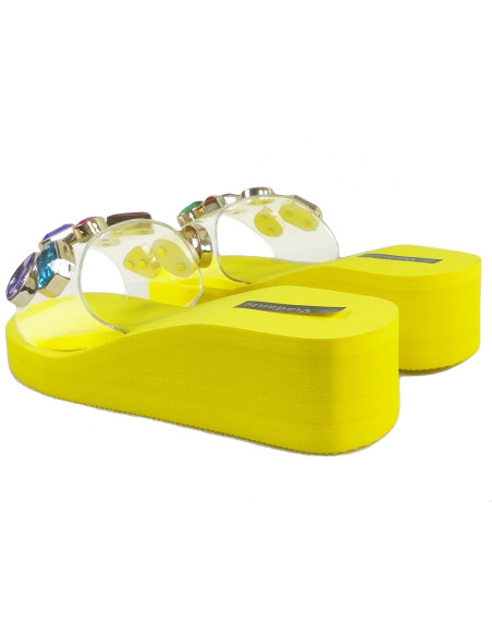Yellow flip-flops on the anchorages with transparent stripes - 4