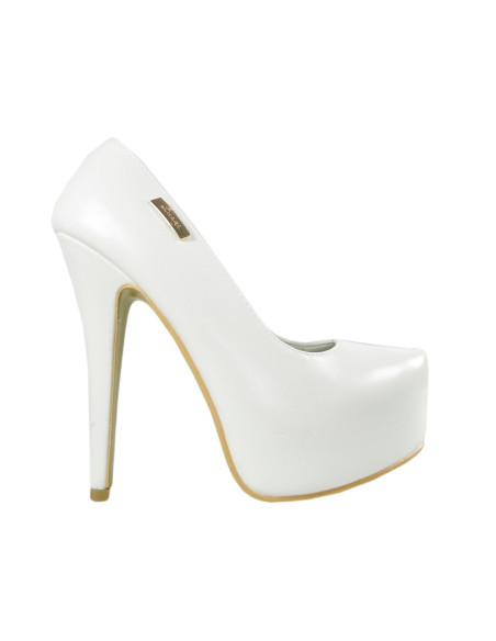 White matt wedding pins on the platform eco leather - 1