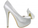 Ezüst menyasszonyi platform magas sarkú női cipő - 3