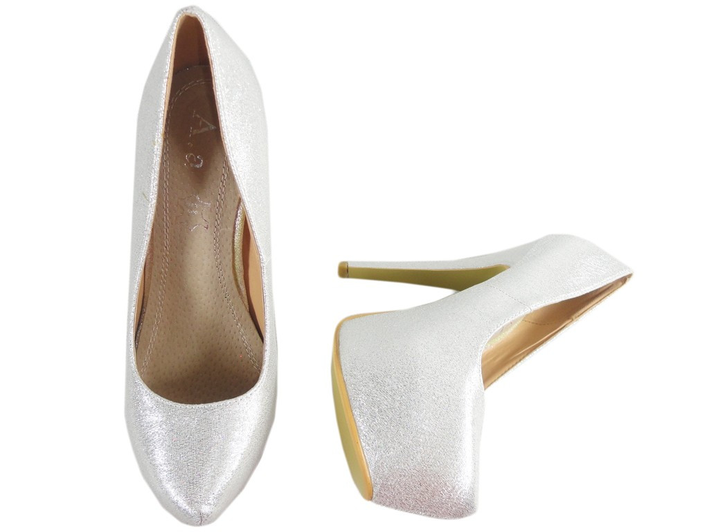 Sudraba kāzu platformas stilettos sieviešu kurpes - 4