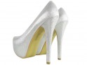 Ezüst menyasszonyi platform magas sarkú női cipő - 2