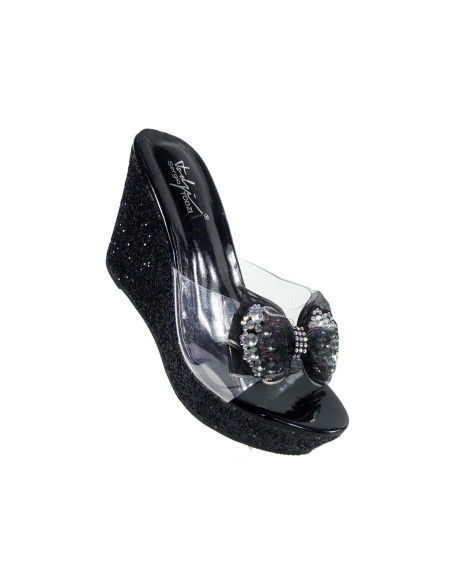 Schwarze Glitzer-Flip-Flops mit Schleife - 3