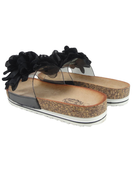 Schwarze Flip-Flops auf einem Korken mit einem Bogen Damenschuhe - 4