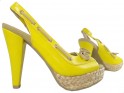 Sárga platformos szandál, magas sarkú cipővel - 3