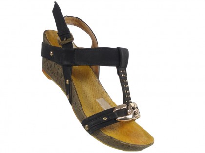 Dámske čierne sandále na korku z ekologickej kože - 3