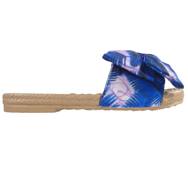 Niebieskie klapki damskie płaskie buty letnie - 1
