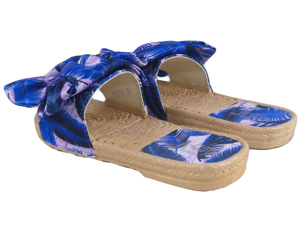 Flache Sommerhausschuhe der blauen Frauen - 4