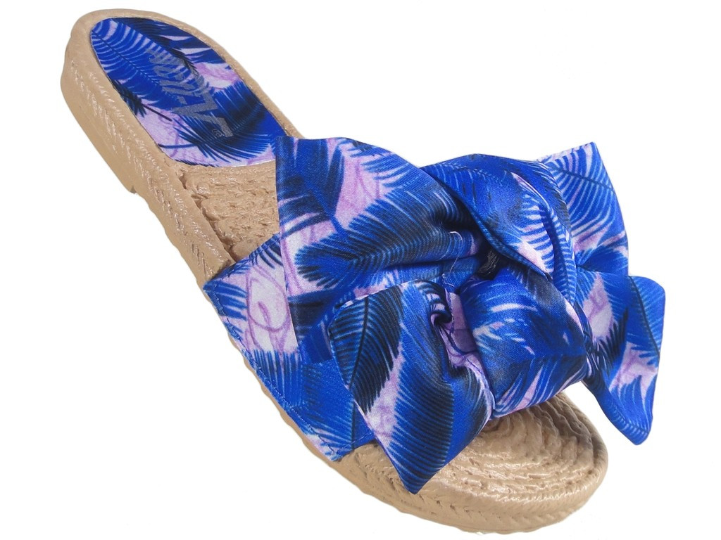 Flache Sommerhausschuhe der blauen Frauen - 3