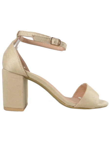 Beige sandals on a pole with a diced belt - 1