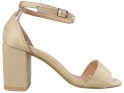 Beige sandals on a pole with a diced belt - 1