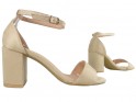 Beige sandals on a pole with a diced belt - 3