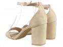 Beige sandals on a pole with a diced belt - 4