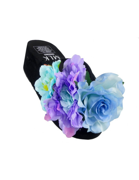 Melnas flip flops uz ķīļa papēža flip flops - 3
