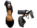 Czarne sandały damskie na słupku w stylu Boho - 4