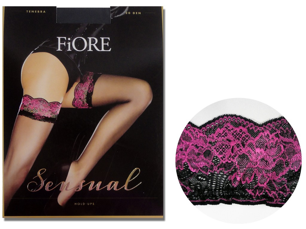 Bas auto-portant Dentelle noire rose - 4