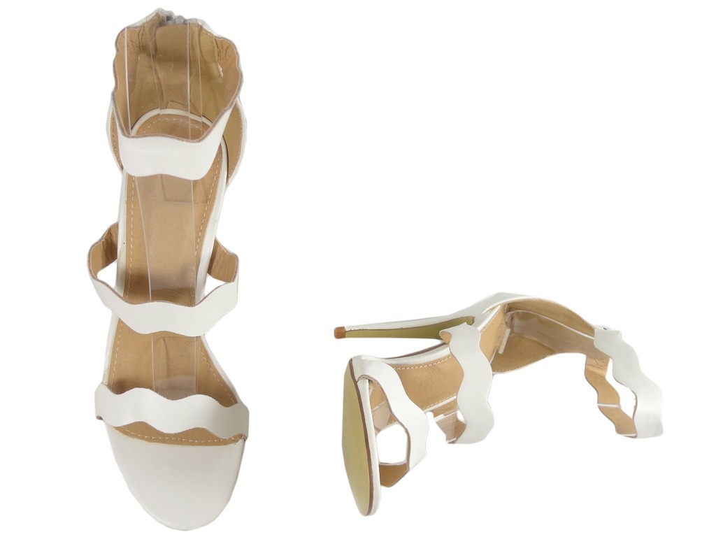 Outlet weiße High Heels Damen Sandalen Hochzeitsschuhe - 3