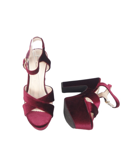 Outlet burgunder Sandalen auf der Post Plattform Damenschuhe - 2