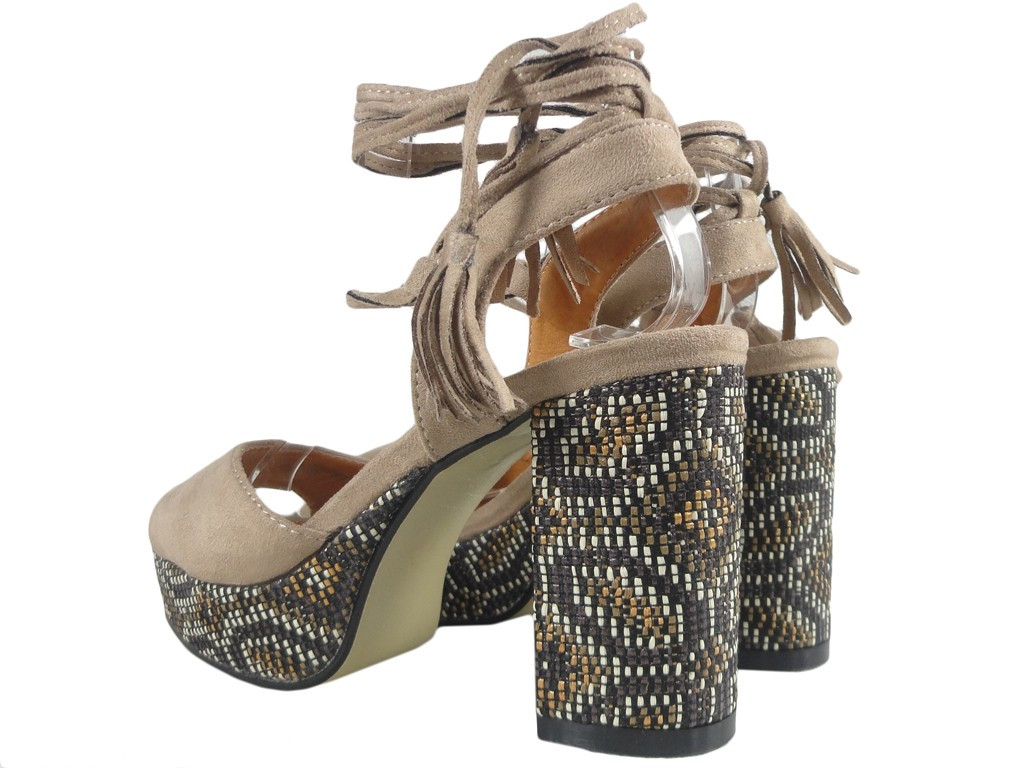 Outlet beige women's sandals on a pole - 5